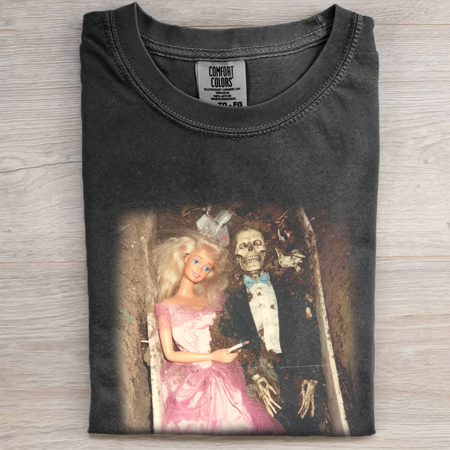 BARBIE AND SKULL COFFIN TEE